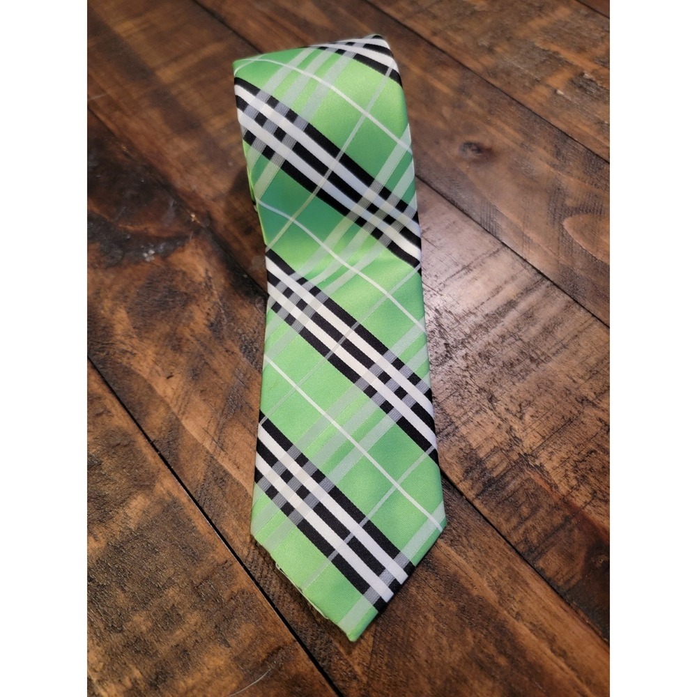 Brand Q Men's Green Plaid Fashion‎ Tie Microfiber 58" - Picture 2 of 8